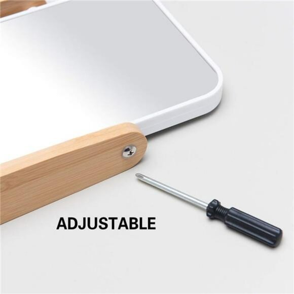 vanity makeup mirror with bamboo stand double sided magnifying swivel mirror - Picture 5 of 7